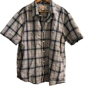 Filson Plaid Button‎ Up Shirt Blue Indigo Tan Outdoor XL Normcore Cabincore Hike